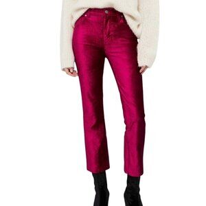 Free People Crushed Velvet Cropped Flared Pants, Magenta, 31